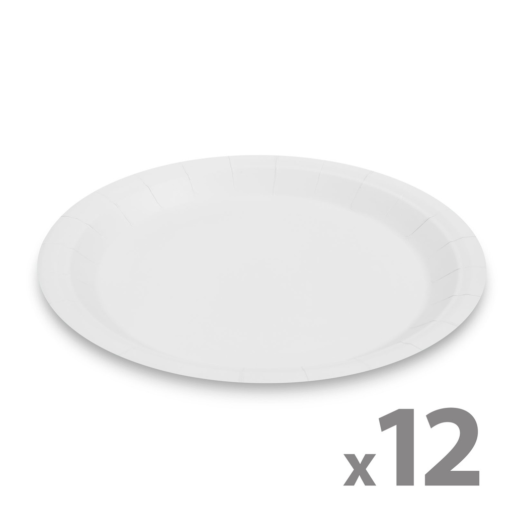 Set farfurii albe din hartie, 23 cm, set 12 buc.