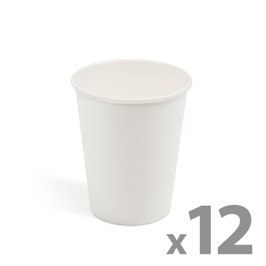 Pahare albe de hartie, 250 ml, set 12 buc.