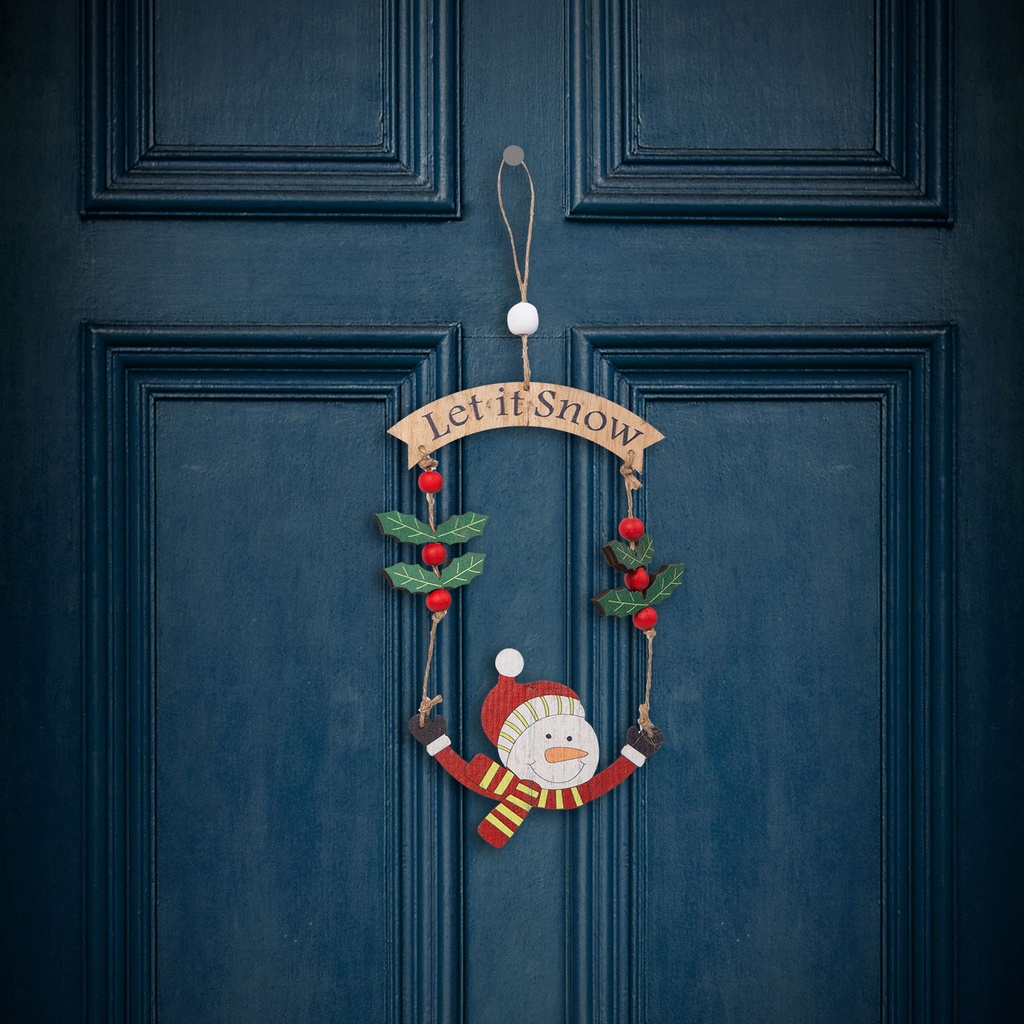 Decor Craciun, lemn, om de zapada, 13x17cm