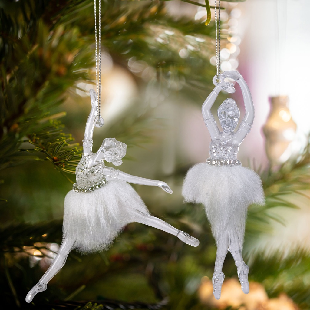 Ornament, balerina acrilica, 14x4x4cm, set 2 buc.