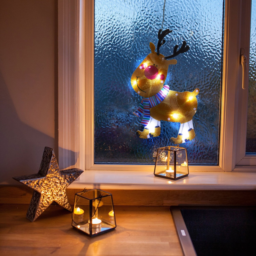 Decor  fereastra LED PVC, ren, 3xAAA,  27x17cm