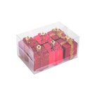 Set decor brad, cadouri rosii, 4.5cm, set 6 buc.