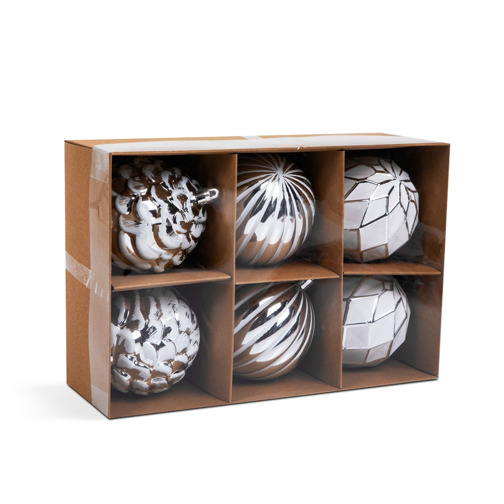 Set decoratiuni brad, albe, set 6 buc.