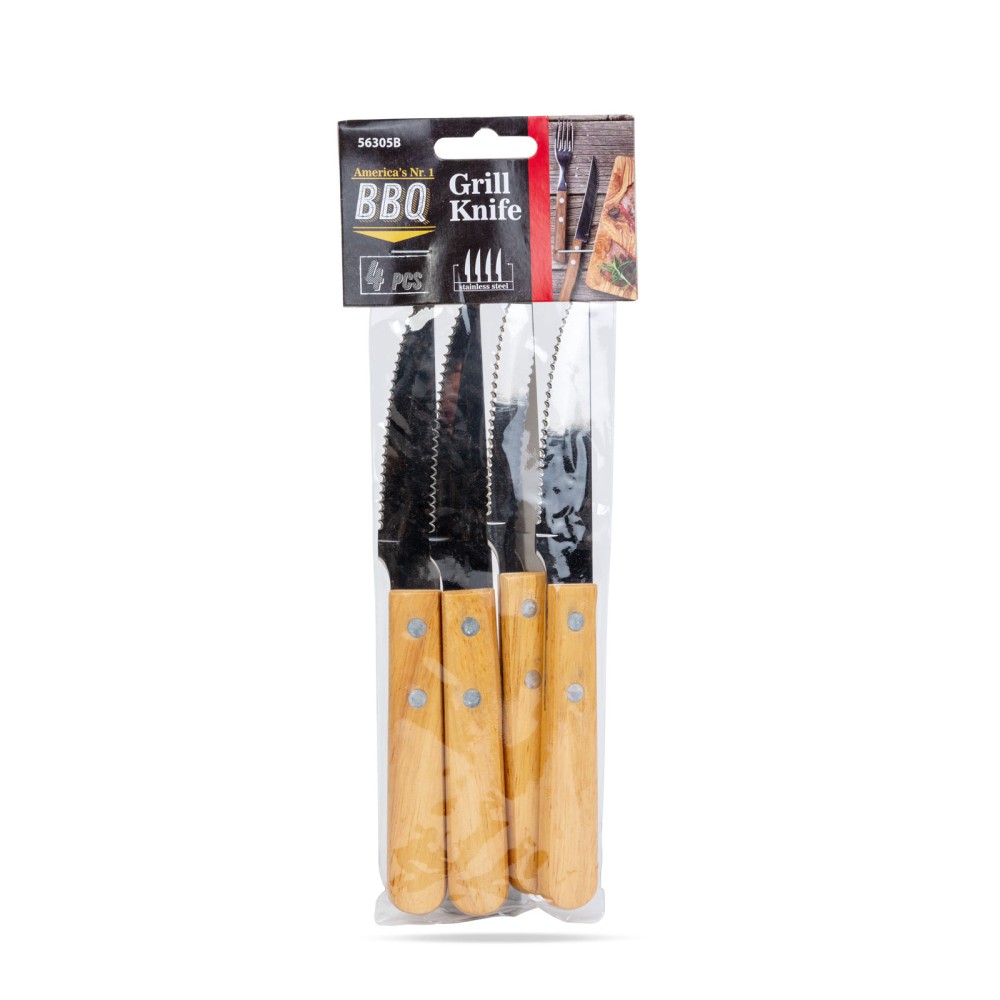 Cutite gratar, maner lemn, set 4 buc.