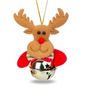 Ornament brad, ren cu clopot, 11x10cm
