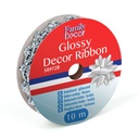 Panglica decor pentru Craciun - lucioasa - 2,74 m - argintie