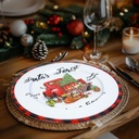 Tava de Craciun din metal, masina, alb, 33cm