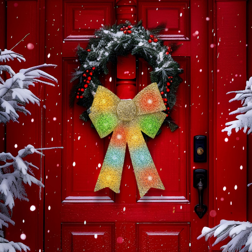 Decor fundita, 11 LED colorat, auriu, 40x30cm