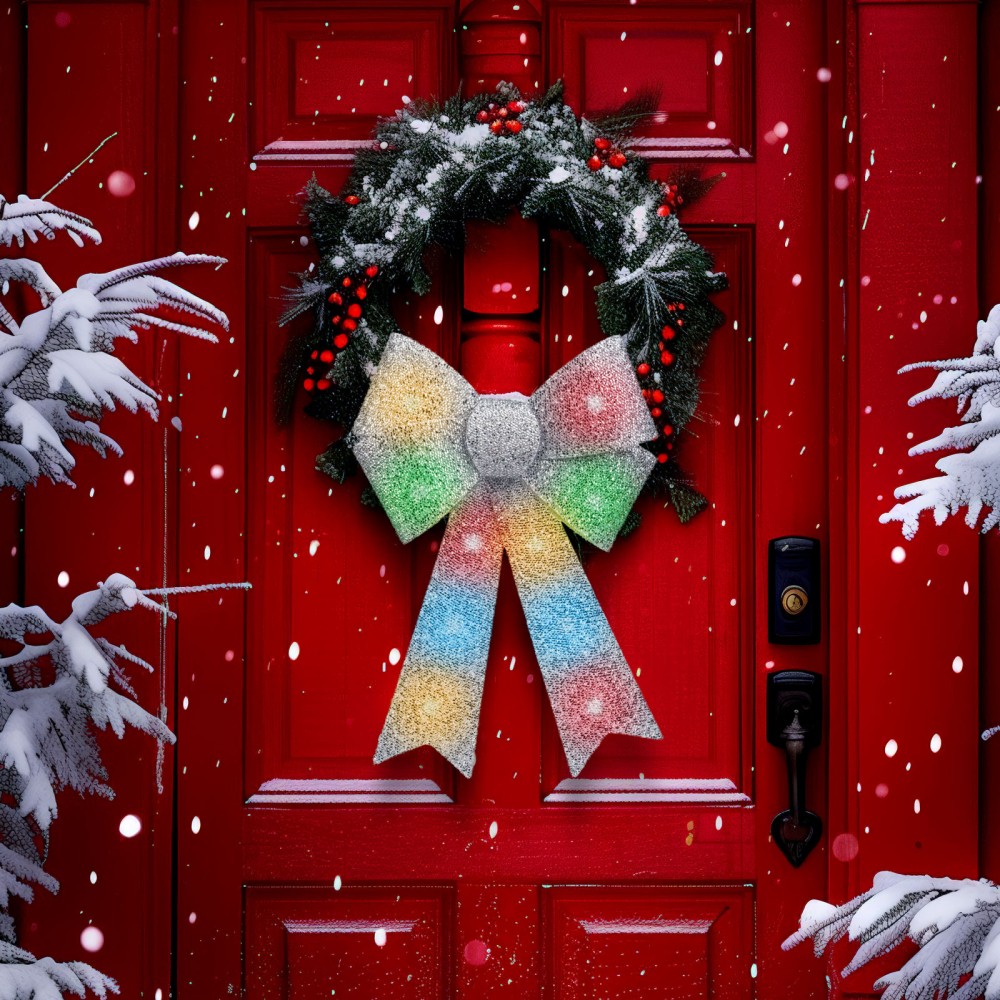 Decor fundita LED cu lumini - argintiu - 11 LED-uri colorate - 40 x 30 cm