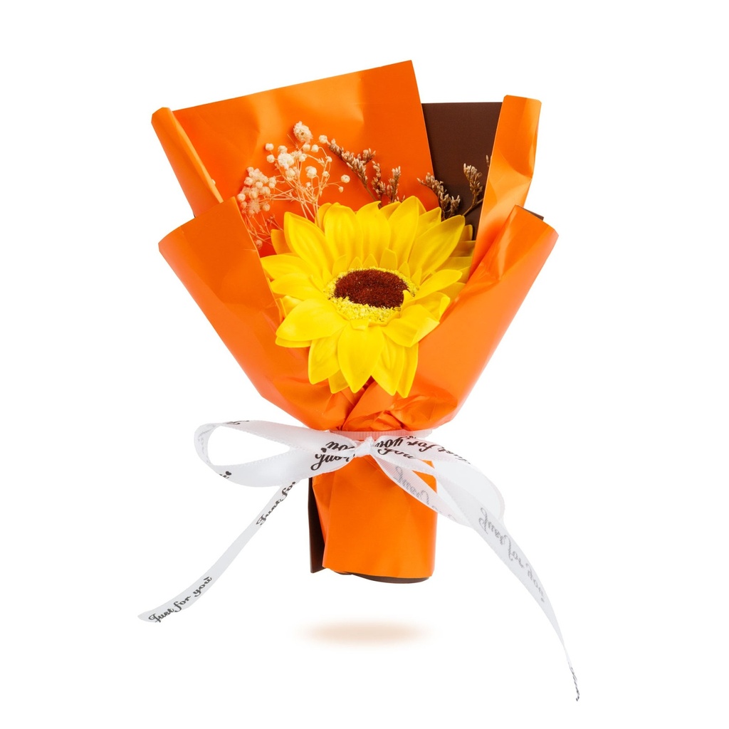 Decor cu floare artificiala - floarea-soarelui - 17 x 11 x 3 cm