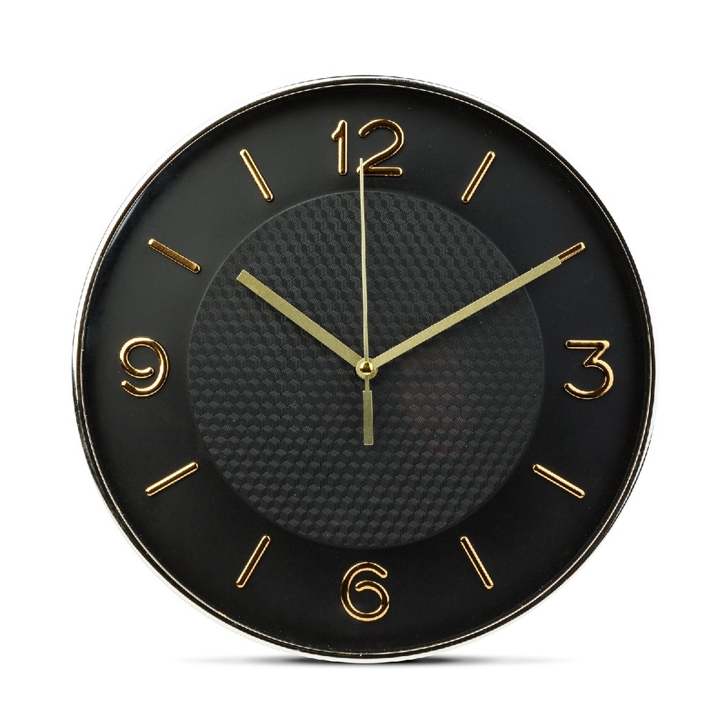 Ceas de perete - 25 cm - plastic, sticla - 1 x AA - negru