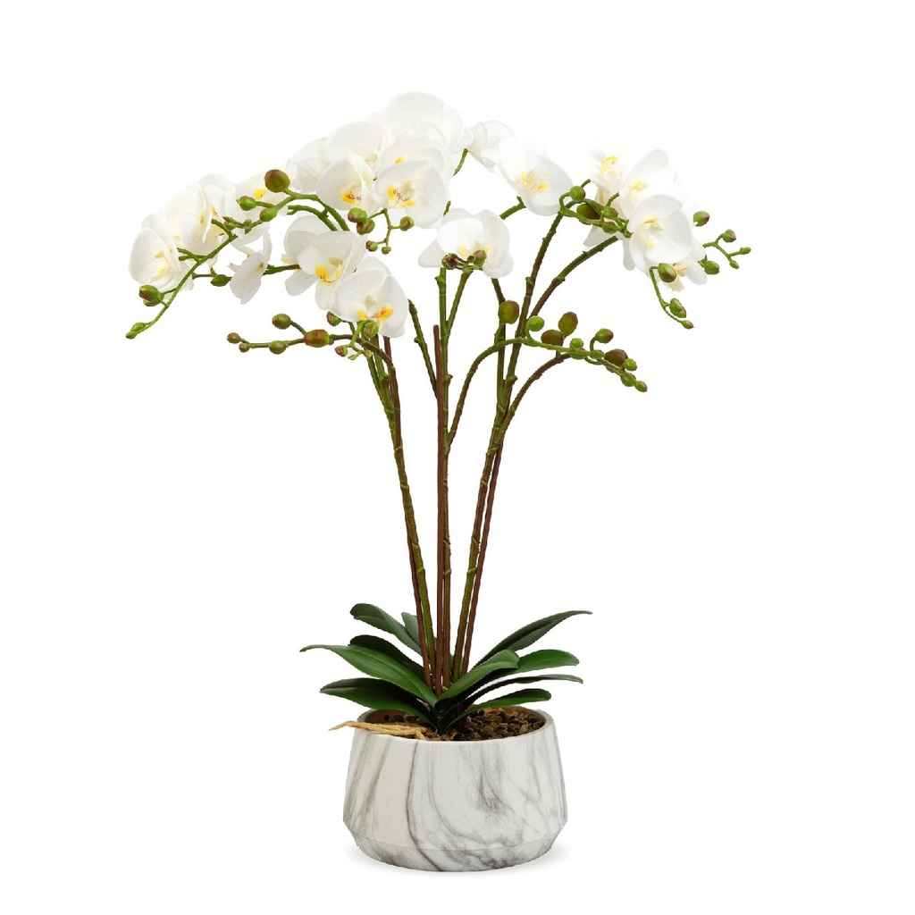 [11900B] Planta artificiala decorativa, orhidee alba, 58cm