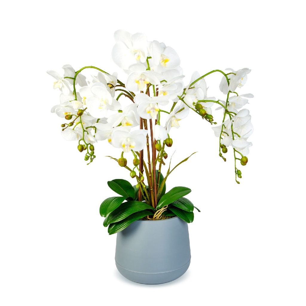 [11899B] Planta artificiala decor, orhidee alba, 83cm