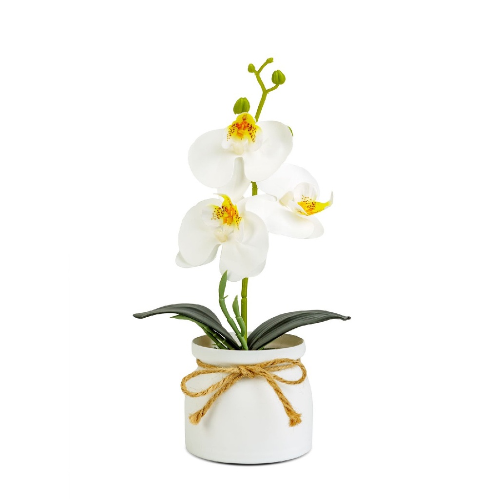 [11889B] Planta artificiala decor, orhidee alba, 20x9cm