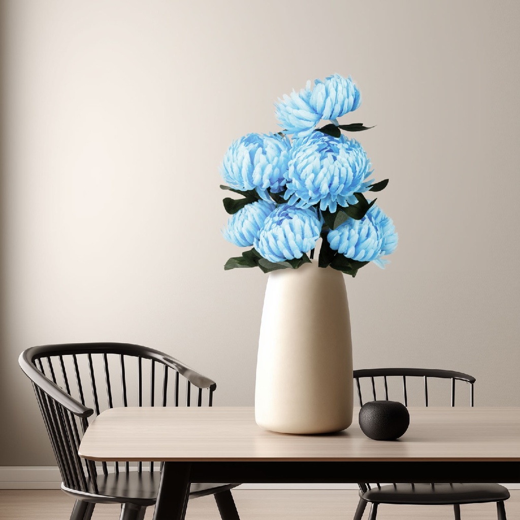 [11912D] Planta artificiala, crizantema albastra, 12x58cm