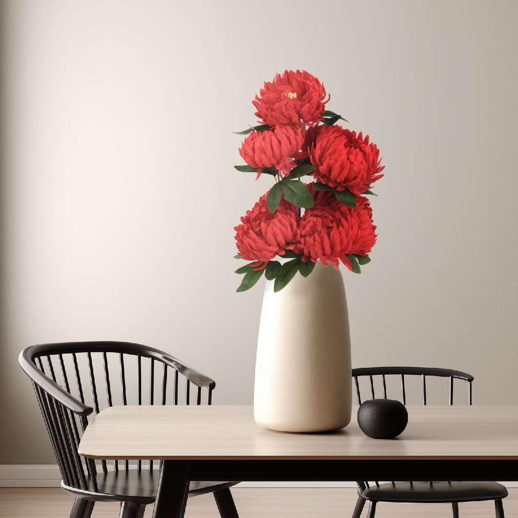[11912C] Planta artificiala, crizantema rosie, 12x58cm