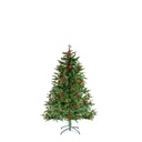 Brad artificial cu bobite rosii, PE/PVC, 120 cm