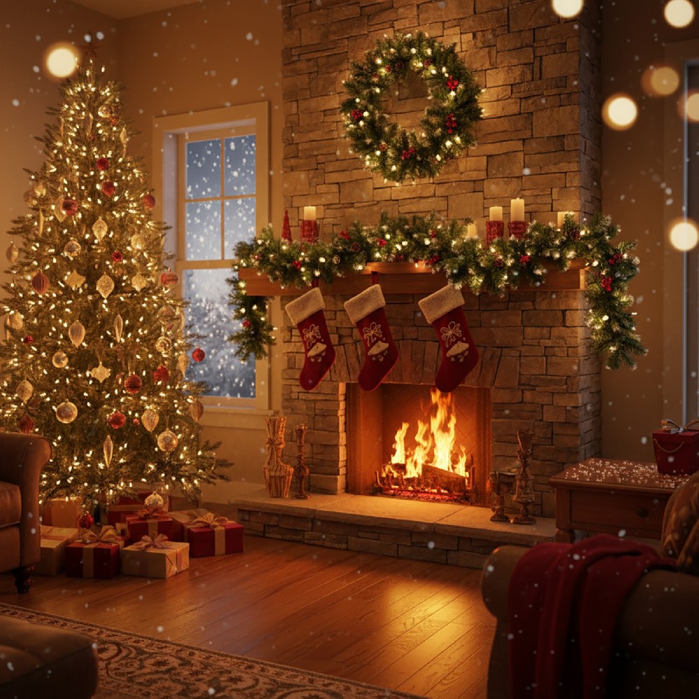 Ghirlanda brad artificial, efect zapada, 200cm