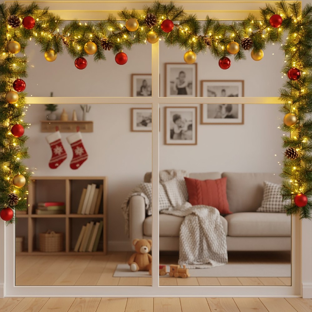 Ghirlanda de brad artificial, verde, PET, 270 x FI 24cm