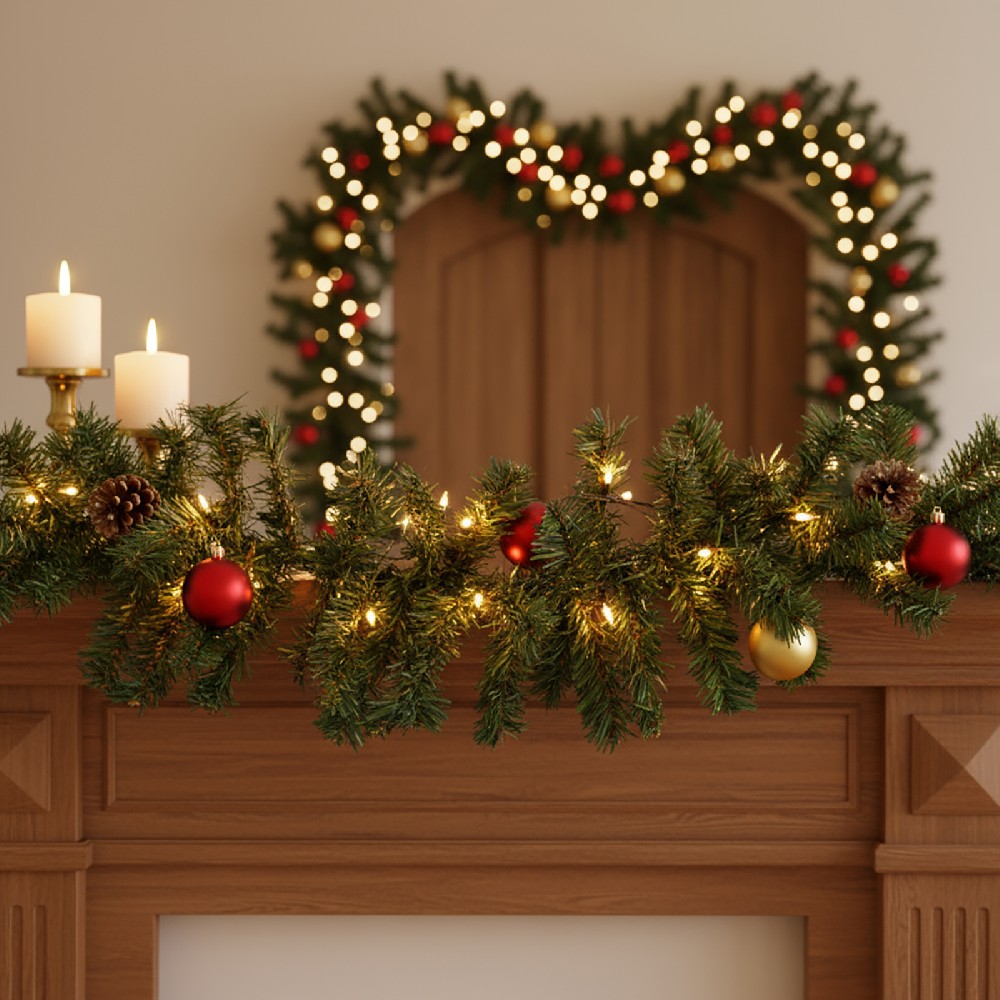 Ghirlanda brad artificial, verde inchis, 270x24cm