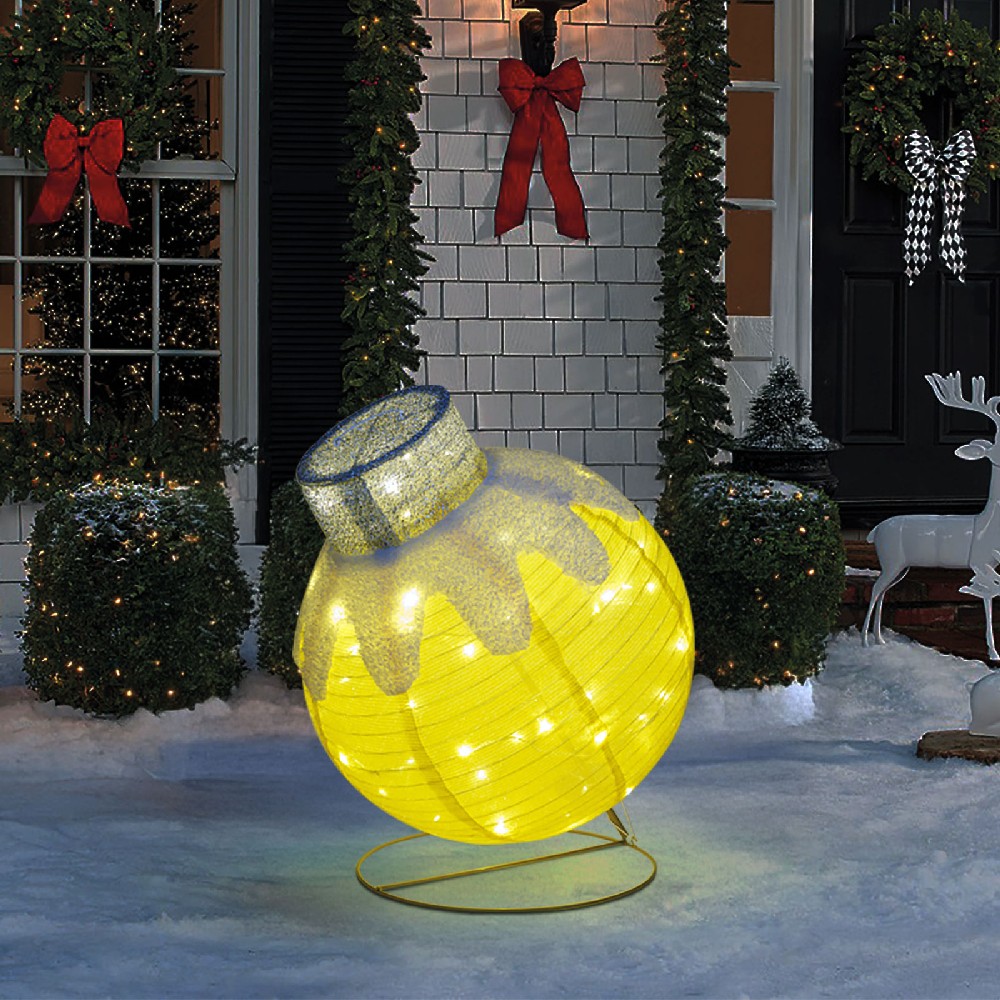 Ornament sferic luminos Craciun, 60 LED, auriu 60x83cm