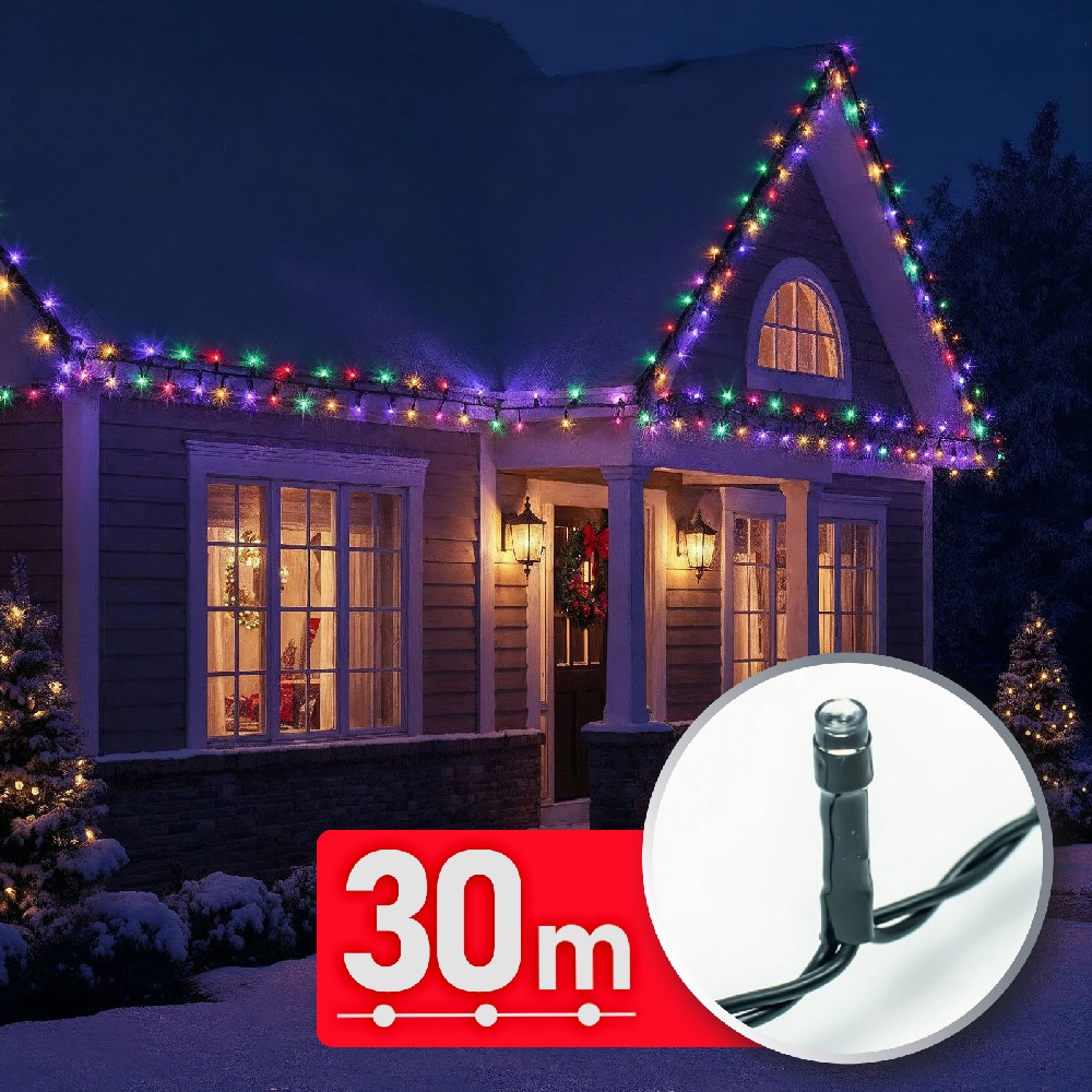 [59769] Luminite Craciun, 600 LED, cablu verde, 30m