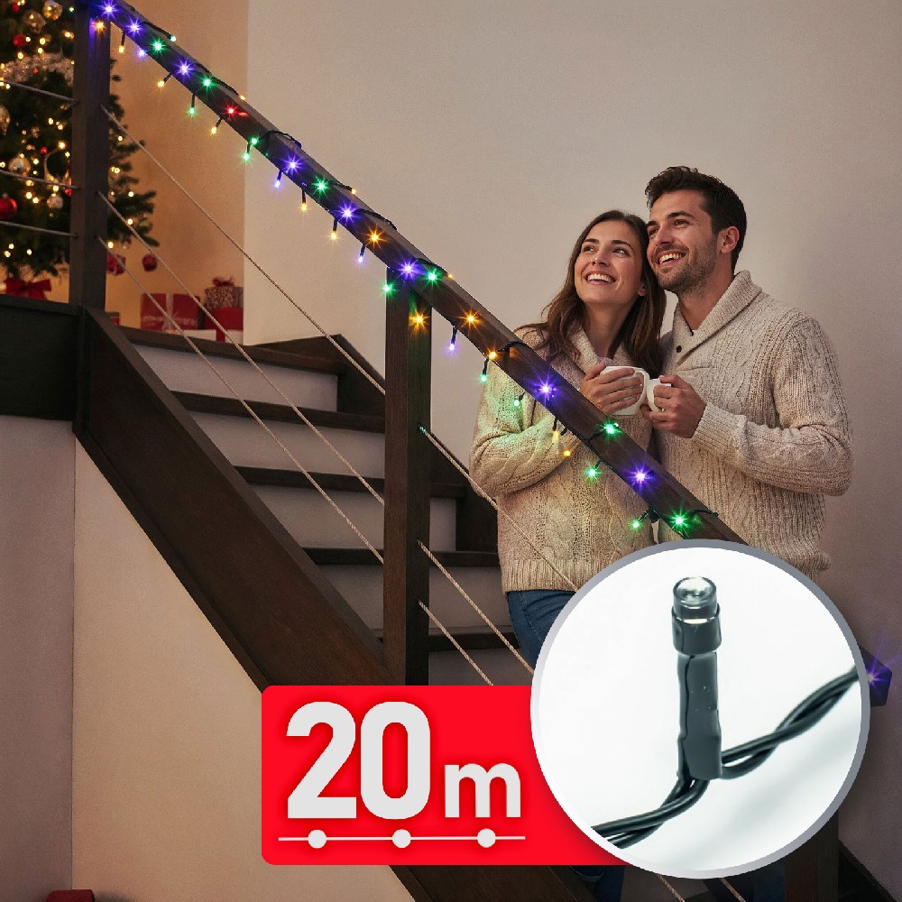 [59768] Luminite Craciun, 400 LED, cablu verde, 20m
