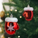 Decoratiune festiva, manusi rosii cu fulg de zapada, 7.2x5cm, set 2 buc.