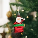 Decoratiune festiva, figura Mos, suspendabila, plastic, 7.5x5cm