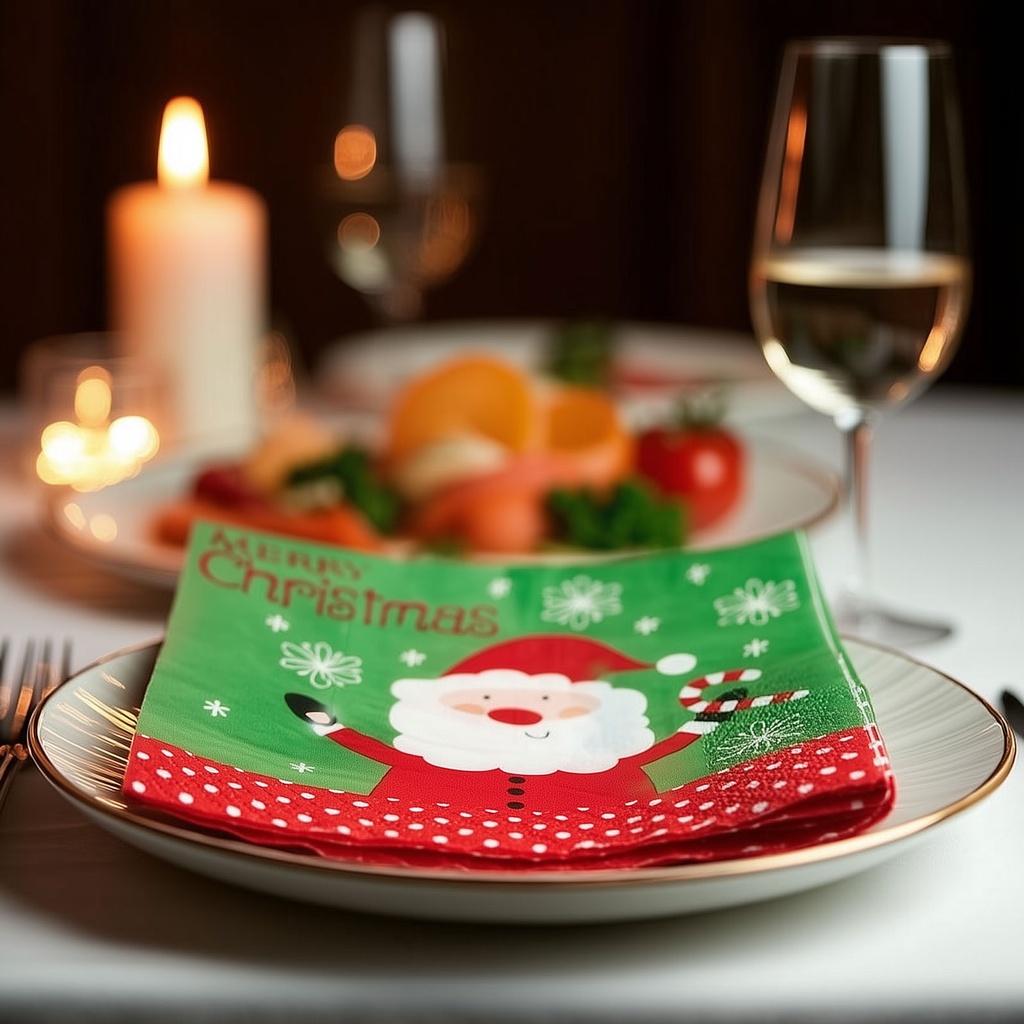 Servetele de hartie – model Mos – 33 x 33 cm – 16 bucati/set – rosu si verde