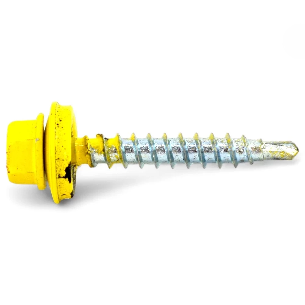 [197.63.1023 5093] Painted self-drilling hex head screw, 5.5x25 mm, Traffic yellow, RAL 1023 (100 pcs)