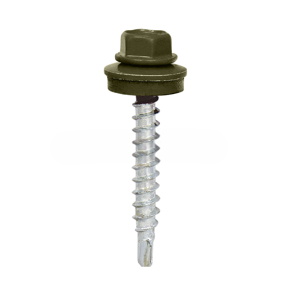 [197.63.6003 5108] Painted self-drilling hex head screw, 5.5x25 mm, Olive green, RAL 6003 (100 pcs)