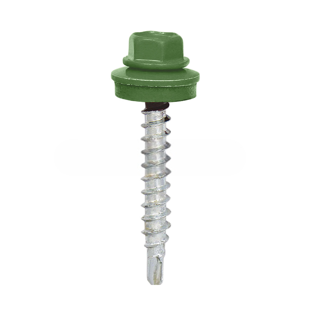 [197.63.6010 5110] Painted self-drilling hex head screw, 5.5x25 mm, Grass green, RAL 6010 (100 pcs)