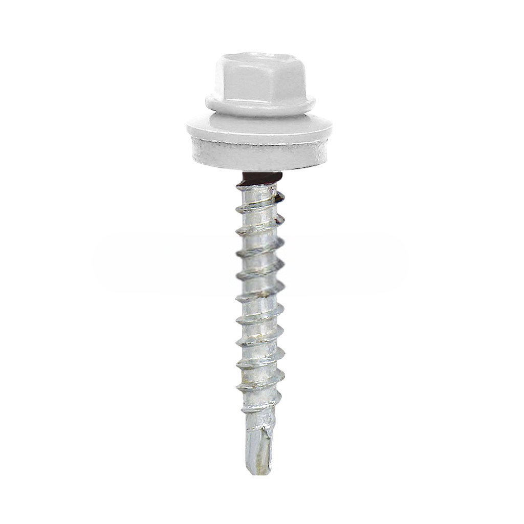[197.63.9016 5125] Painted self-drilling hex head screw, 5.5x25 mm, Traffic white, RAL 9016 (100 pcs)
