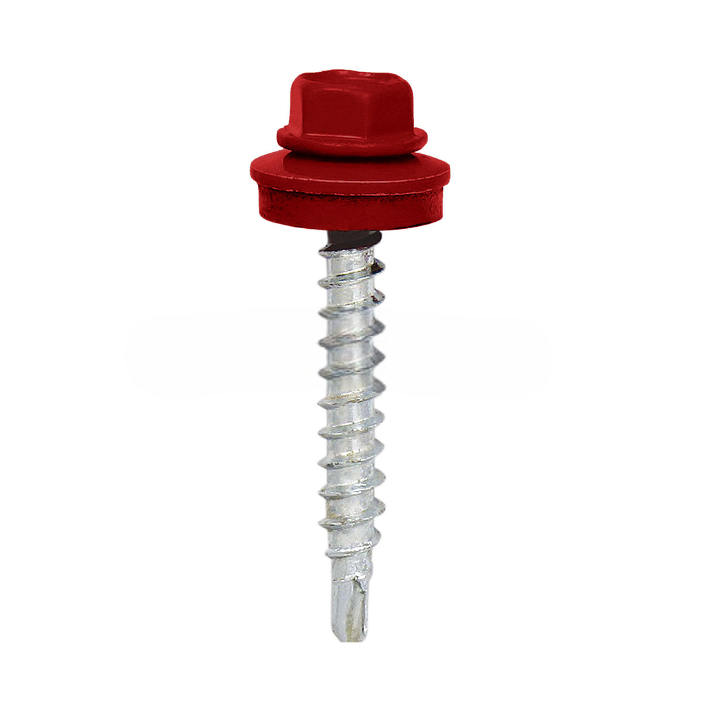 [197.79.3003 5131] Painted self-drilling hex head screw, 6.3x25 mm, Ruby red, RAL 3003 (100 pcs)