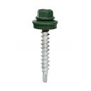 Painted self-drilling hex head screw, 6.3x25 mm, Moss green, RAL 6005 (100 pcs)