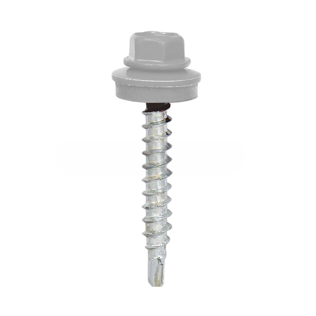 Painted self-drilling hex head screw, 6.3x25 mm, White aluminium, RAL 9006 (100 pcs)