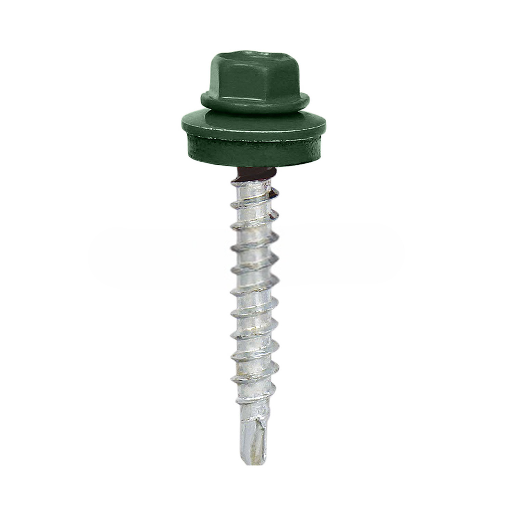 [199.48.6005 5289] Painted self-drilling hex head screw, 4.8x70 mm, Moss green, RAL 6005 (100 pcs)