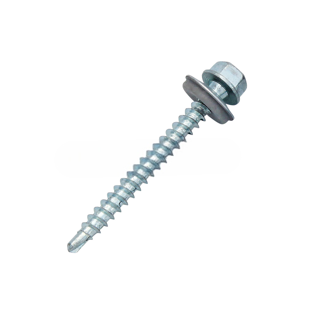 [197.80.01 4987] Self-drilling hex head screw, EPDM washer Ø19, 6.3x32 mm, SW10, White zinc plated (100 pcs)