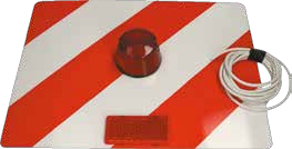 [RPR 1224] Placa Metalica Hasurata cu Lampa Avertizare Rosie, Partea Dreapta, 40 x 30 cm ( 400 x 300 mm )