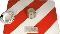 [RPR 1222] Placa Metalica Hasurata cu Lampa Avertizare Alba, Partea Dreapta, 40 x 30 cm ( 400 x 300 mm )
