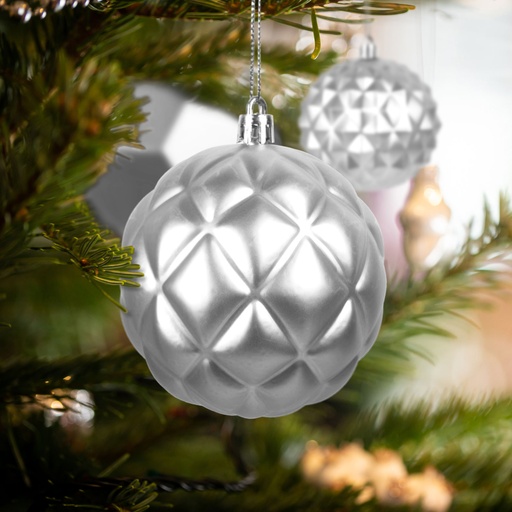 [58762B] Set globuri brad, argintii, set 6 buc.