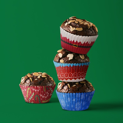 [57168Z] Set hartii de copt briose, motive de Craciun, set 100 buc.