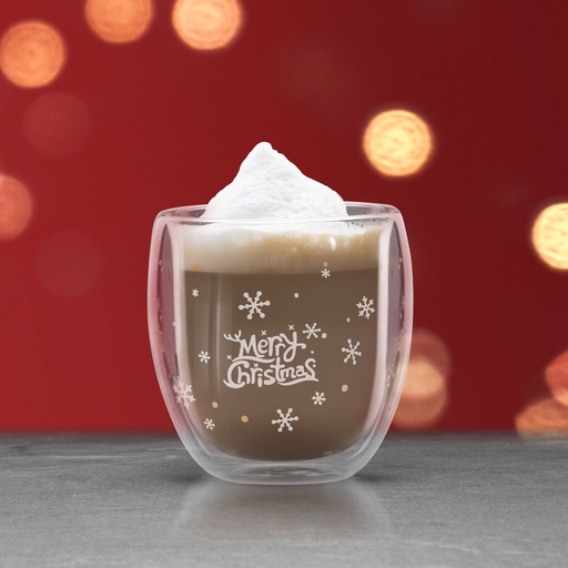 [57176E] Pahar cu pereti dubli,motive Craciun, 300 ml