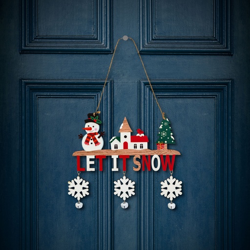 [59742] Decoratiune suspendabila din lemn, cu clopotei, 2 modele, 23x20cm