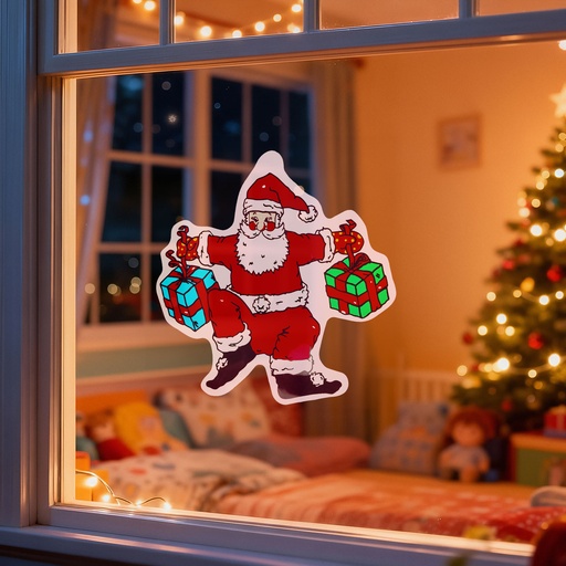 [59736A] Decoratiune de fereastra, Mos, cu ventuza, rosu, 30x29cm