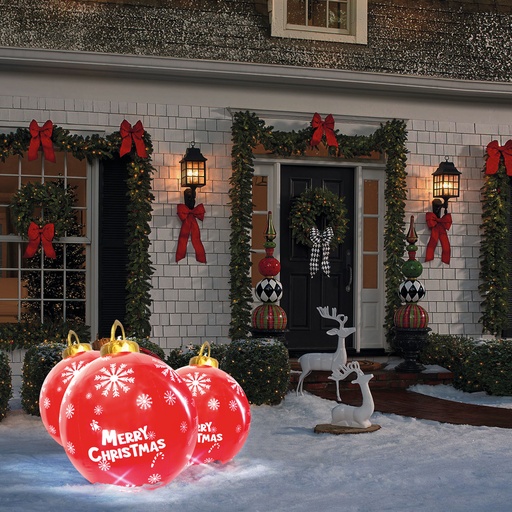 [58740E] Sfera gonflabila, LED RGB, decor pom Craciun, 60cm