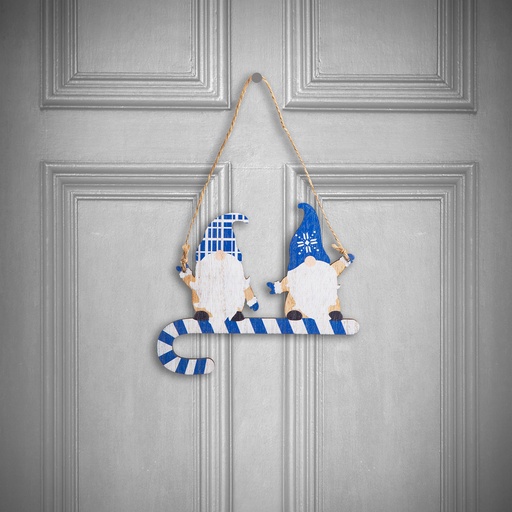 [58546B] Decor Craciun, spiridus din lemn, albastru, 15cm