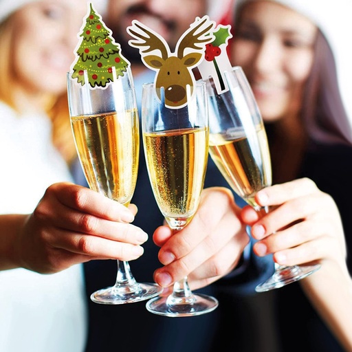 [58536] Decor Craciun pt pahare, 8 tipuri, set 16 buc.