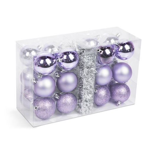 [58774D] Set decoratiuni brad, violet, set 26 buc.